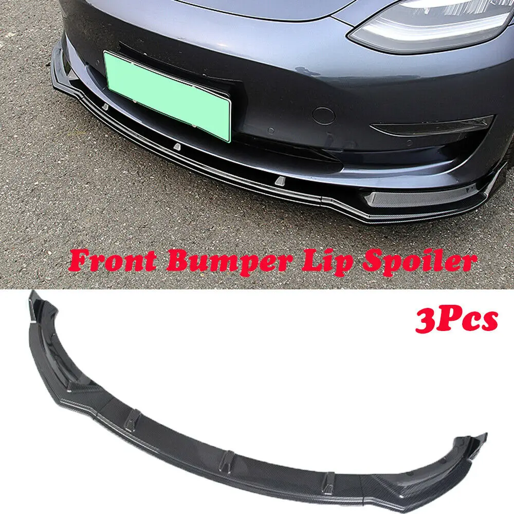 Углеродное волокно стиль передний бампер спойлер для Tesla модель 3 2016 2019 (3 шт.)|universal