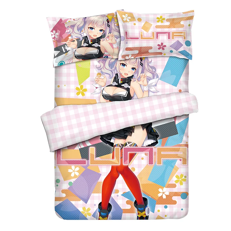 

Anime YouTuber 4pcs Bedding Sets Bed Sheet Quilt Cover Pillowcase Vocaloid Music Girl Kaguyaluna Four Piece-Suit Bedding Bag