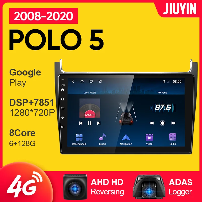 

JIUYIN Android Car Radio For VW Volkswagen POLO 5 2008 - 2020 Multimedia Video Player Car Navigation GPS No 2Din 2 Din DVD