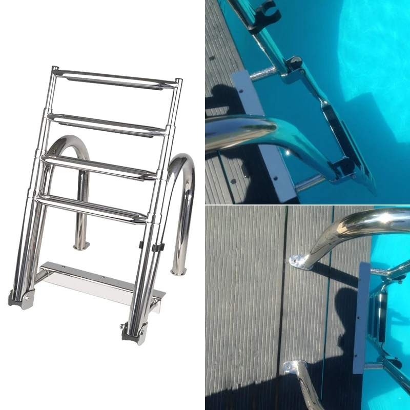 

4-ступенчатая лестница из нержавеющей стали для морской лодки, складная лестница для яхты, морские аксессуары из нержавеющей стали