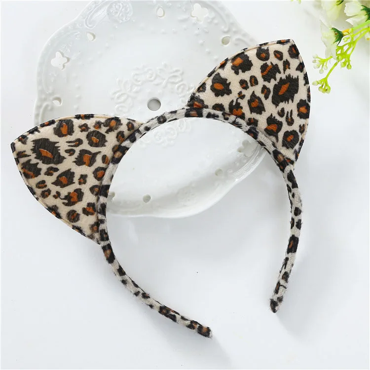 

Fashion Women Cloth Short Plush Tiger Leopard Cat Ear Headband Hair Band Cosplay Party Hair Accessories Hair Band