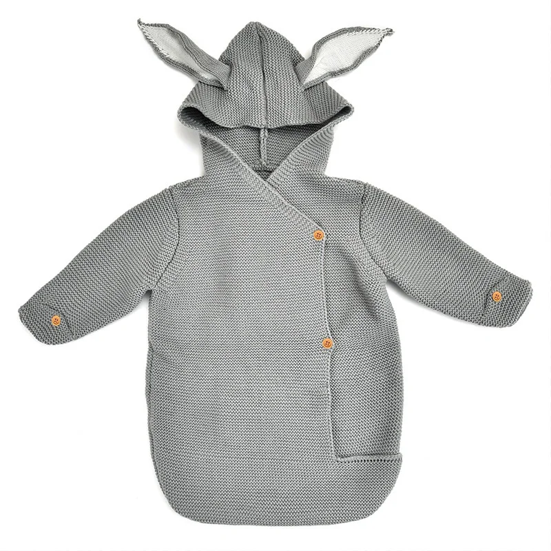 gray MOTOHOOD одежда для малышей с милым кроликом; зимние вязаные одеяла для малышей; муслиновая пеленка для новорожденных; теплый спальный мешок для малышей - Цвет: gray