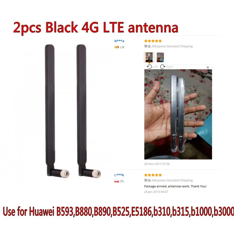 2 шт. черная антенна роутер B315 B310 B593 B525 B880 B890 E5186 5dBi SMA Male 4G LTE|Антенны для связи| |