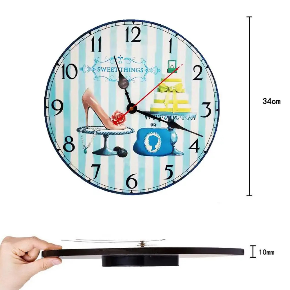 34 см кварцевые бесшумные ретро деревянные настенные часы милые вещи большие