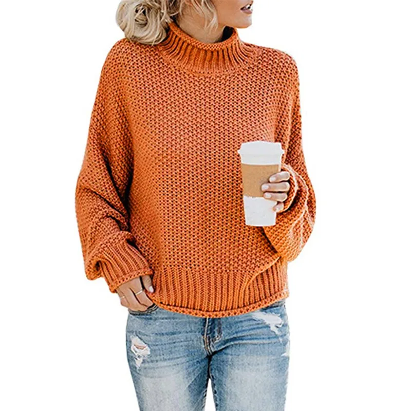 

Autumn Winter Pullover Sweater Women 2021 New Fashion Multicolor Loose Outerwear Turtleneck Warm Knittted Sweater Female LR1475
