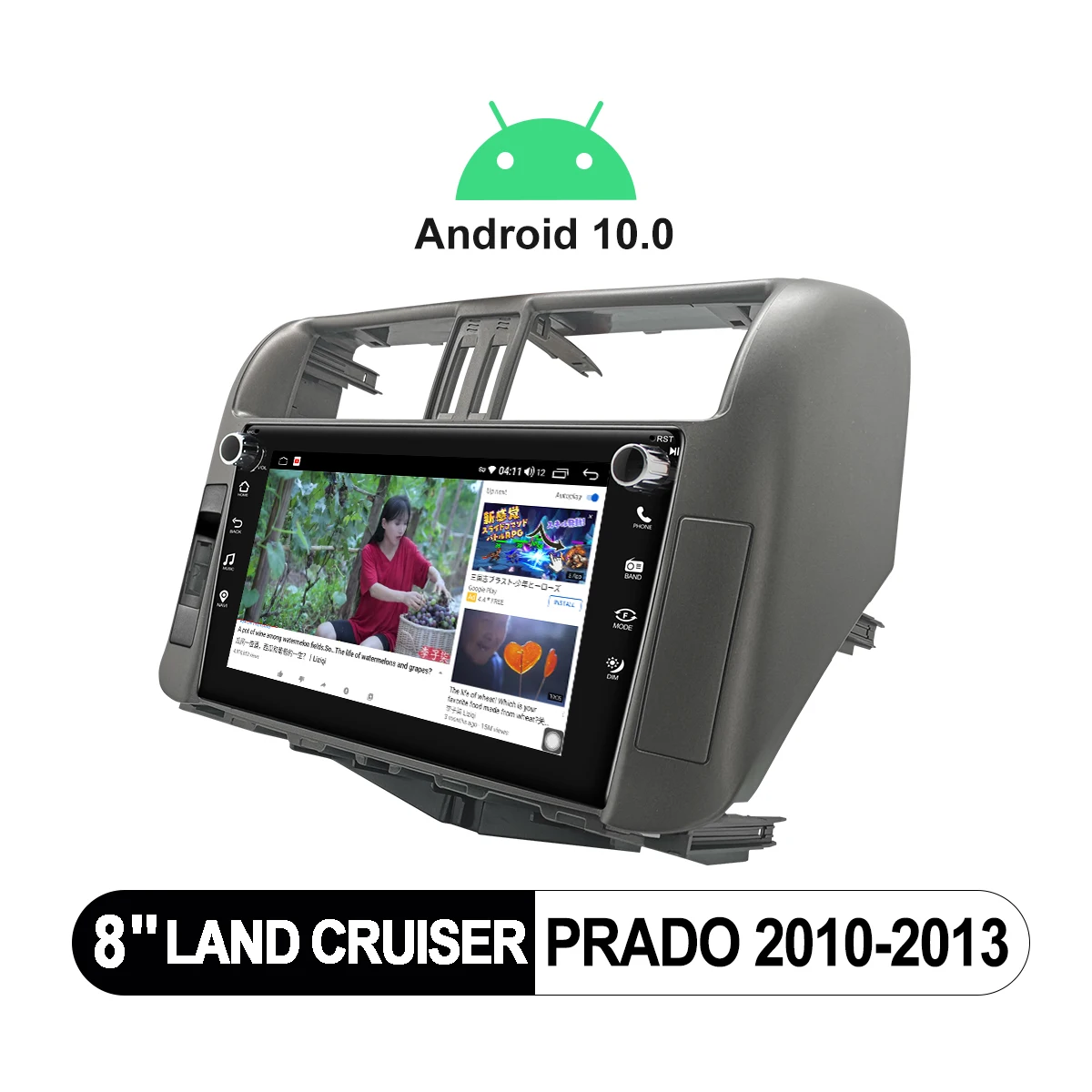 저렴한 라디오 1 Din 8 인치 헤드 유닛 자동차 멀티미디어 플레이어, 도요타 랜드 크루저 프라도 2010-2013 안드로이드 자동 무선 카플레이 오토라디오