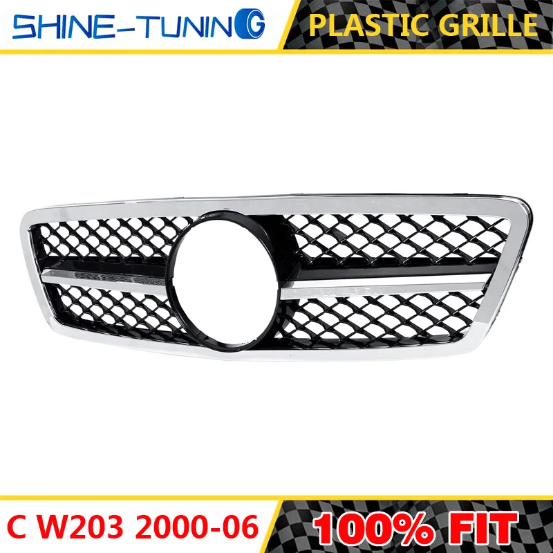 Решетка с гальваническим покрытием W203 C63 look для Mercedes C Class C200 C250 C300 Sports Look решетка