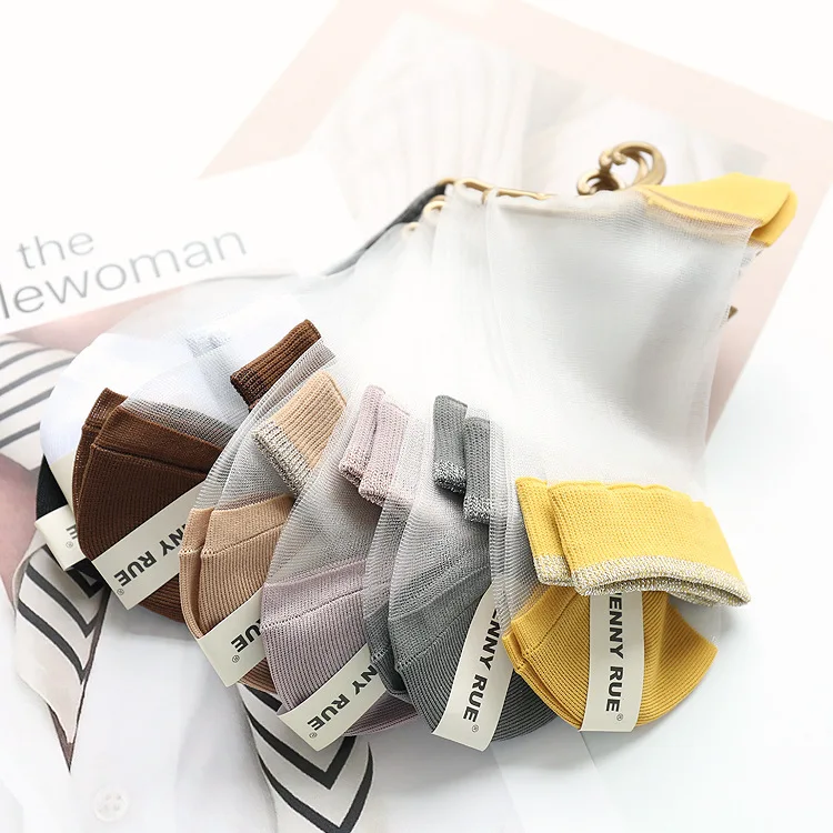 Женские блестящие носки в стиле Харадзюку ярких цветов женские прозрачные