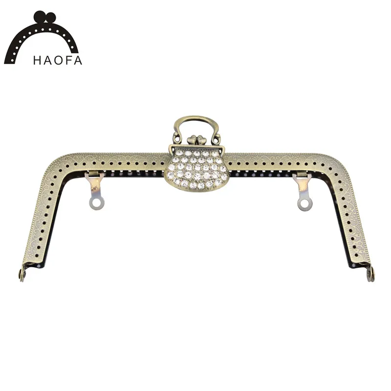 Bronze HAOFA Новое поступление металлический кошелек рамка 20 см сумка рамки для DIY сумки горный хрусталь винтажный кошелек с тиснением рамка 4 шт./партия - Цвет: Bronze