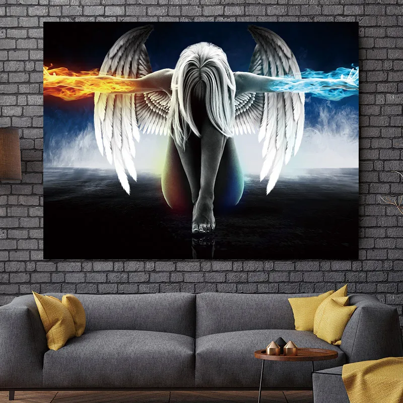 Conisi Скандинавская Картина на холсте Настенная картина принт ангел и демон