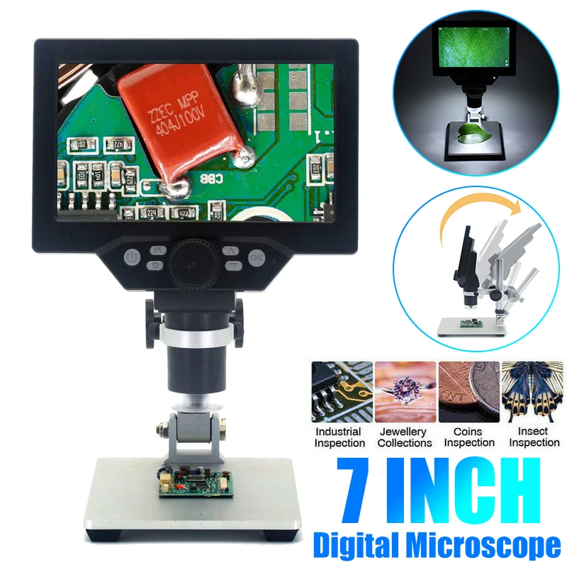 

NEW 7 Inch G1200 12MP 1-1200X Digital Microscope HD LCD Display 500X 1000X Microscopes Continuous Amplification Magnifier