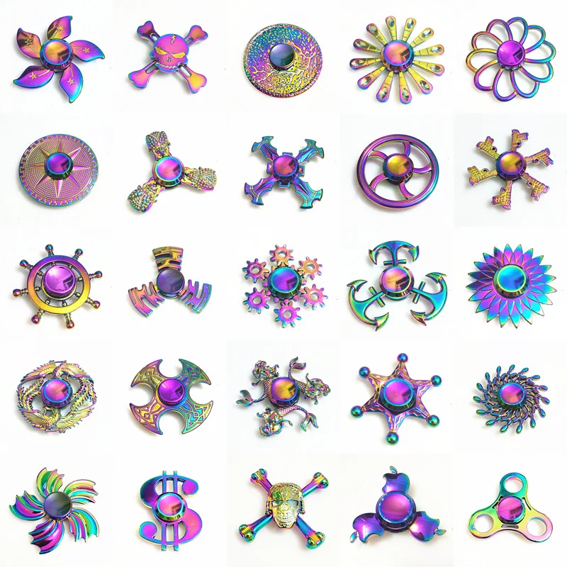 

Rainbow Heptagonal Hand Spinner fidget Zinc Alloy Metal fidget spinner metal bearing edc finger Spinner Hand