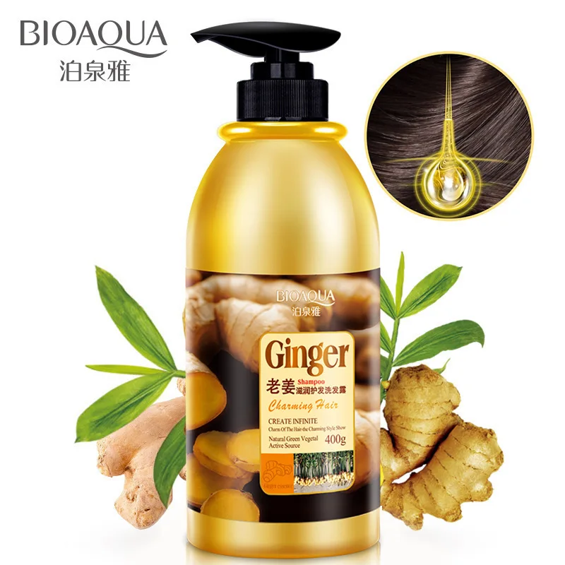 BIOAQUA Herbal Ginger Hair Shampoo No Silicone Oil Anti Dandruff Anti-Itching Cleansing Oil Control Hair Scalp Treatment