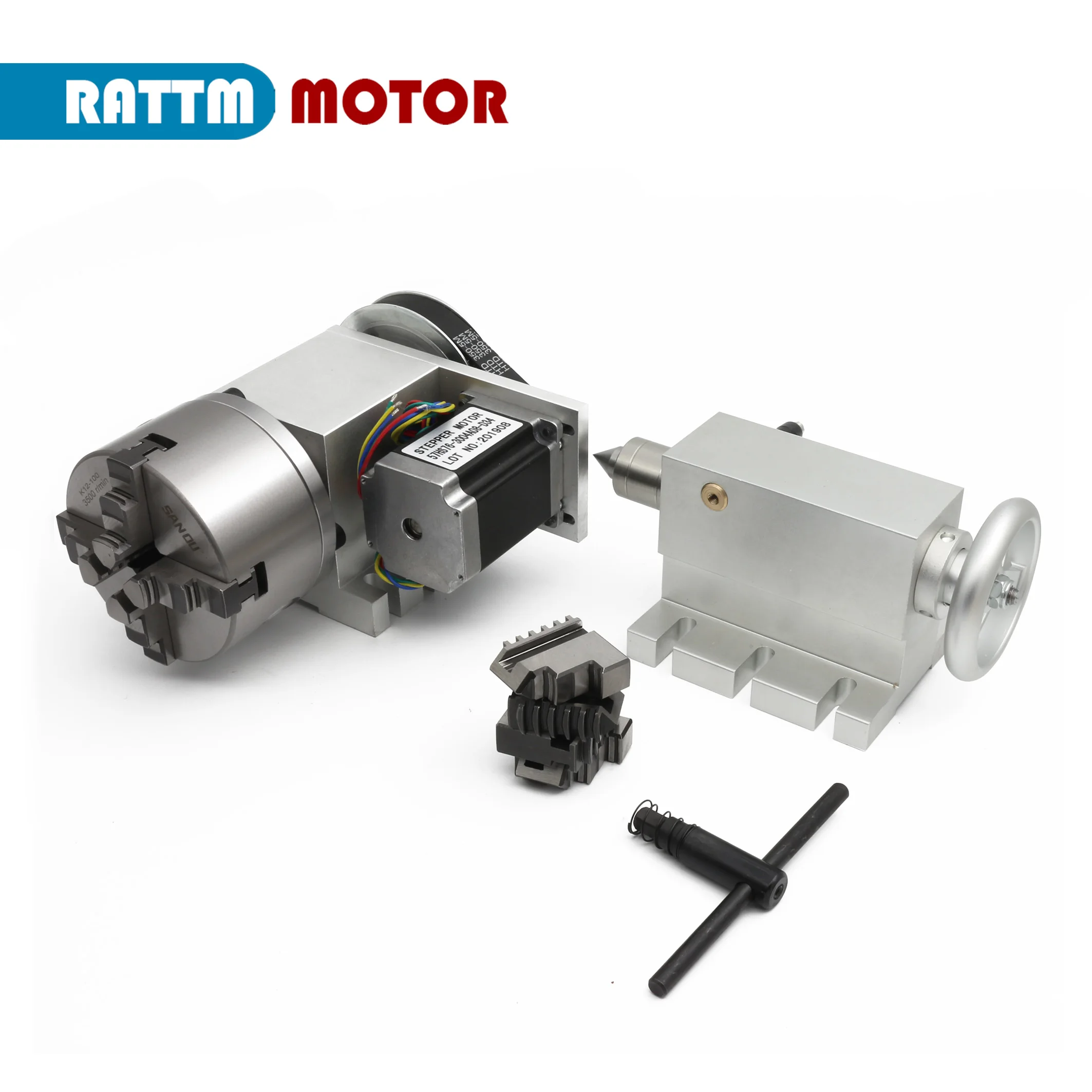 4 кулачковый патрон й оси K12 100mm с ЧПУ разделительная головка/ось вращения и задний