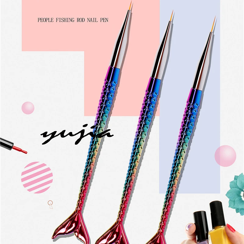 Набор нейлоновых кистей для маникюра Русалка 3 шт./компл. кисти макияжа линейный