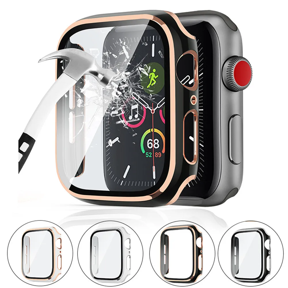 

Protector+Bumper For Apple Watch Case 6 5 SE 44mm 40mm HD Screen Tempered Glass+Cover iWatch series 6 4 3 42mm 38mm Accessories