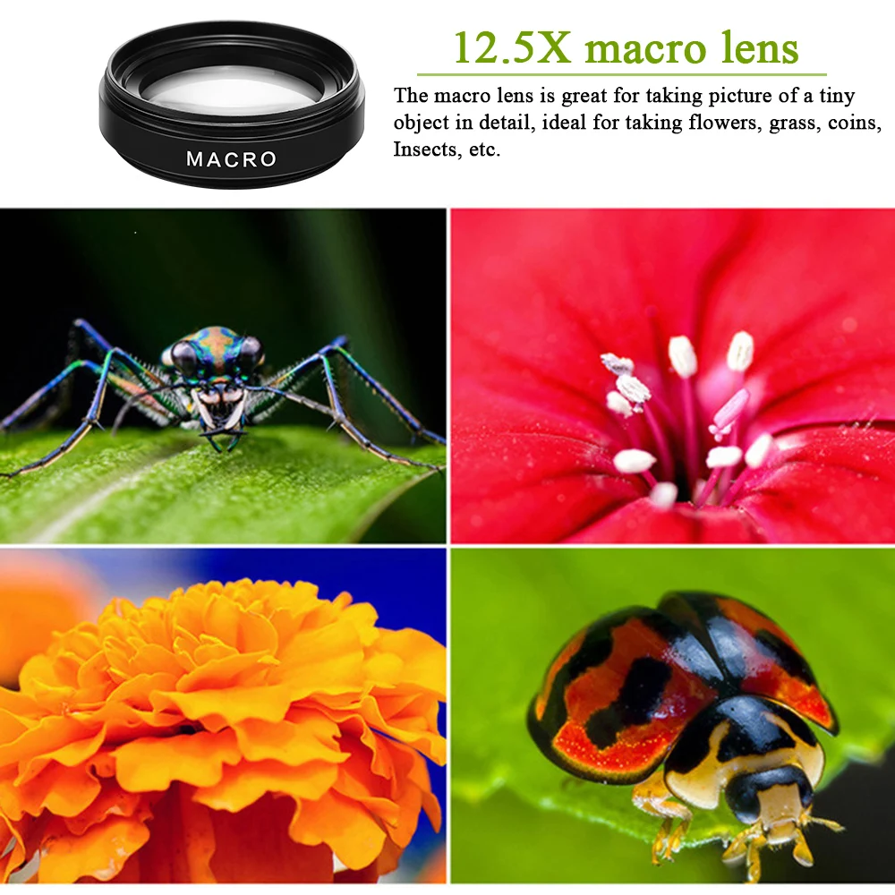 Camera Lens for IPhone Samsung Huawei Universal HD 0.45X Wide Angle Len & 12.5X Macro Mobile Phone |