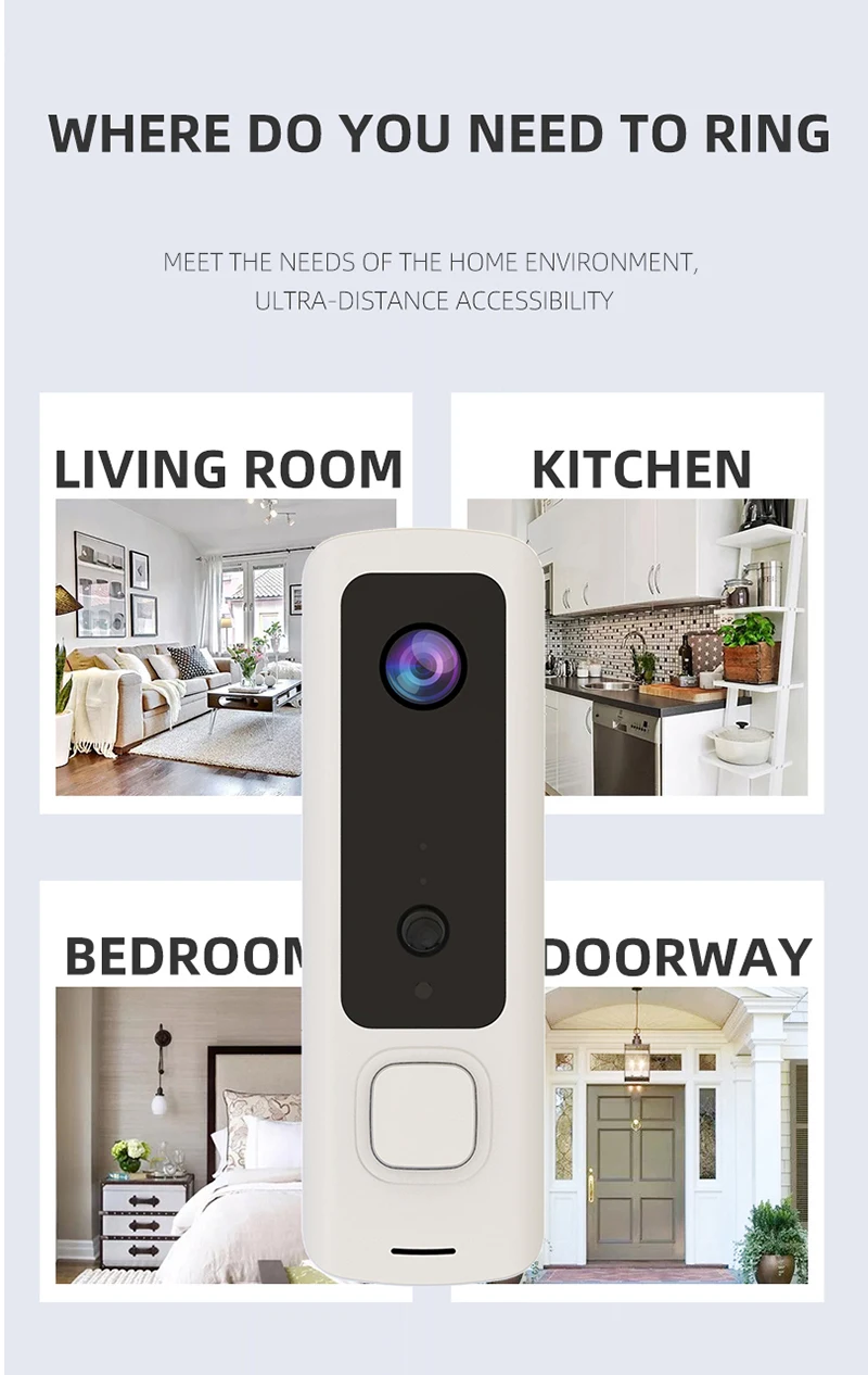 

T4 720P Video Waterproof Night Vision Doorbell Wifi Smart Home Tuya App Phone Call Audio Intercom Wireless Door Bell Camera