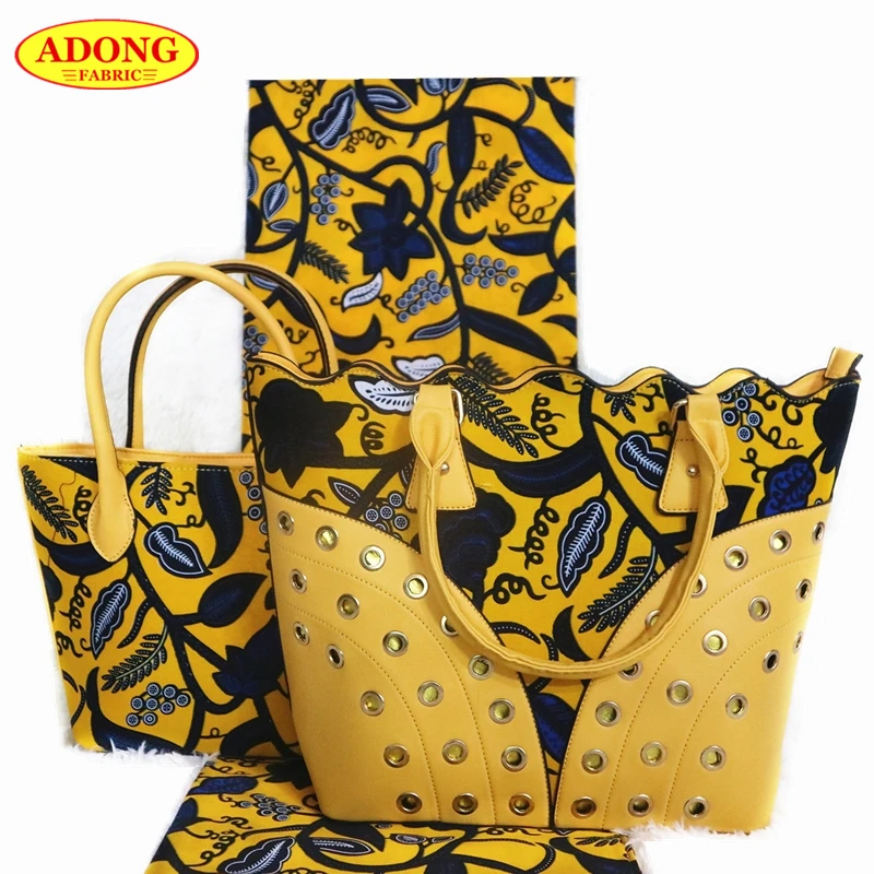 Высокое качество африканская Женская восковая сумка набор популярная с 6 ярдов