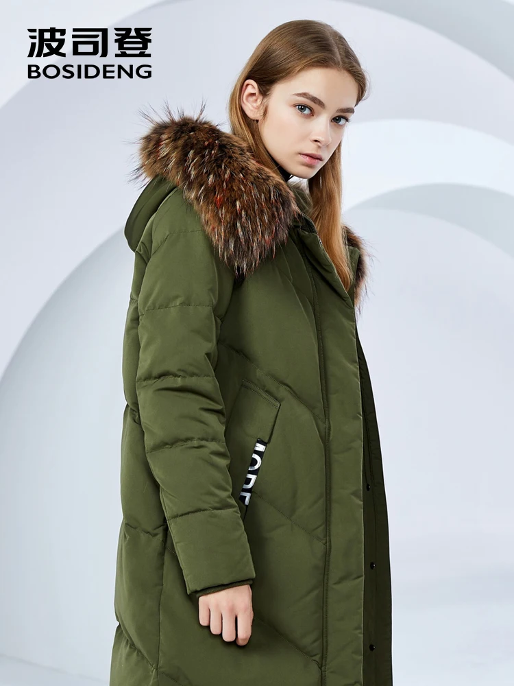 Женский зимний пуховик BOSIDENG с большим воротником из натурального меха женский
