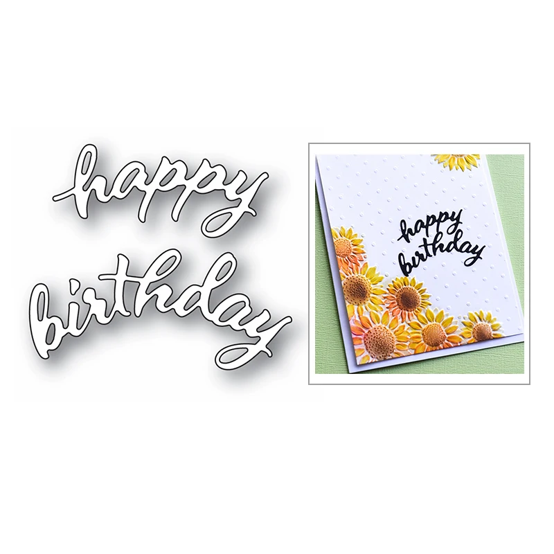 

С днем рождения слова, буквы Craft 2020 металлический Трафаретный вырубной Штамп для DIY Скрапбукинг и изготовления открыток Декор Матрица для ре...