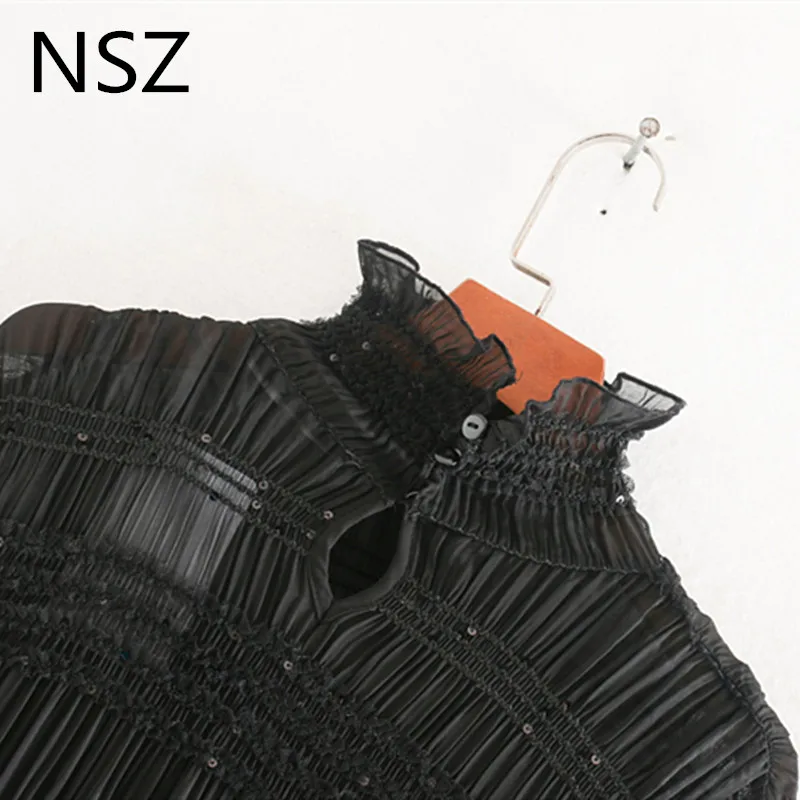 NSZ с отделкой бисером плиссированные длинный макси шифоновый платье Длинные