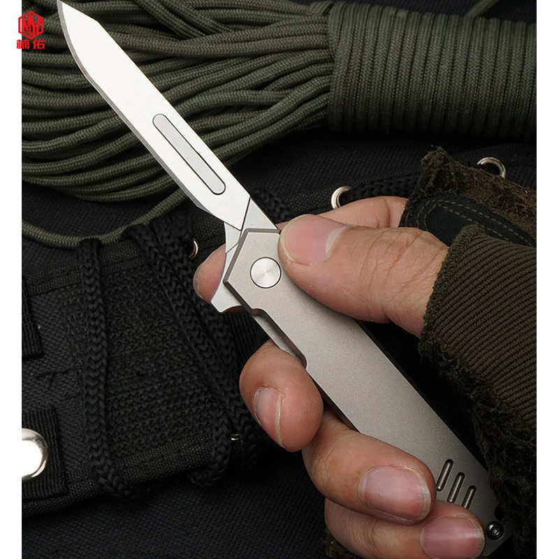 

1PCS Hot Sale!!! Titanium Alloy Folding Tactical Knife Portable EDC Hardware Knife Outdoor Camping Rescue Knife Without Blade