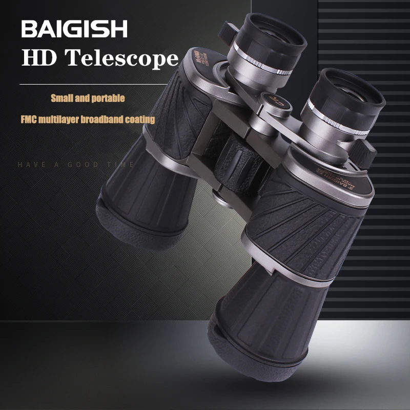BAIGISH 10X50 мощный бинокль профессиональный HD большой окуляр русский военный lll