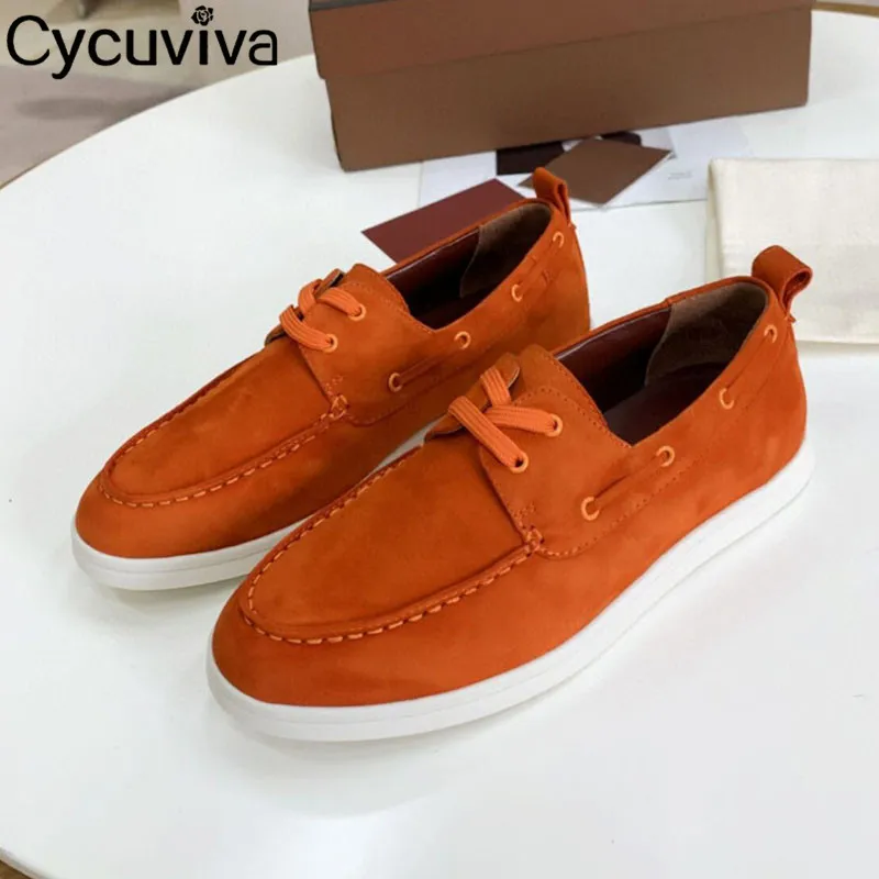 Туфли женские прогулочные дизайнерские замшевые лоферы на шнуровке удобные без