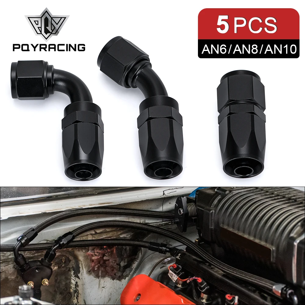 

5 Pieces AN4 AN6 AN8 AN10 Straight 45 90 180 Degree Oil Fuel Swivel Hose End Fitting Oil Hose End Adaptor Kit Factory Supply