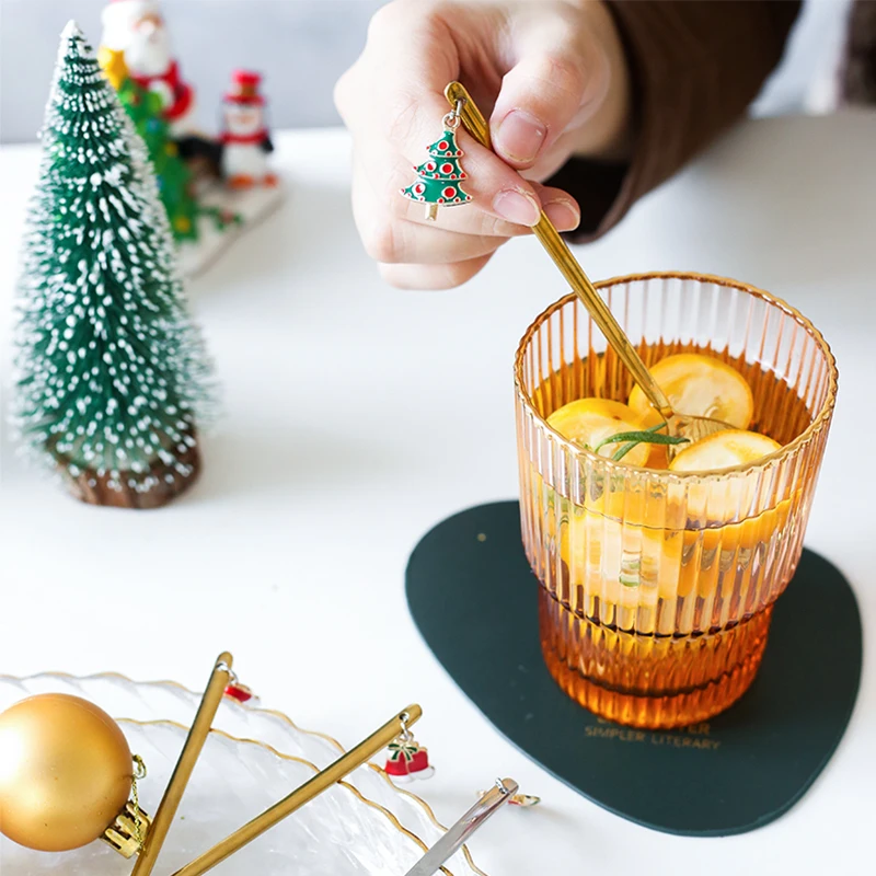 6 шт. Набор новогодних и рождественских ложек серебряная Санта Клаус снеговик