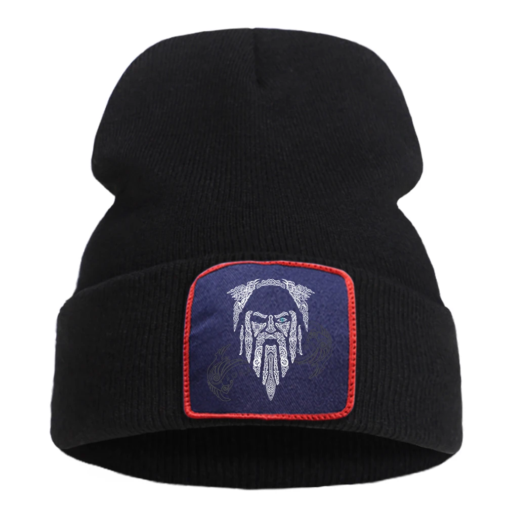 

Odin Viking Legend Norse Colorful Knitted Hats Unisex Winter Windproof Hats Outdoor Casual Hats Thick Warm Beanie Caps Men