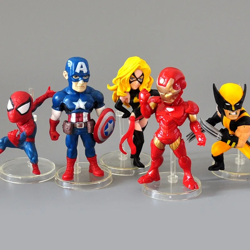 Фигурка Marvel Toys 5 шт./упак. 6 см Человек паук Железный человек Капитан Америка