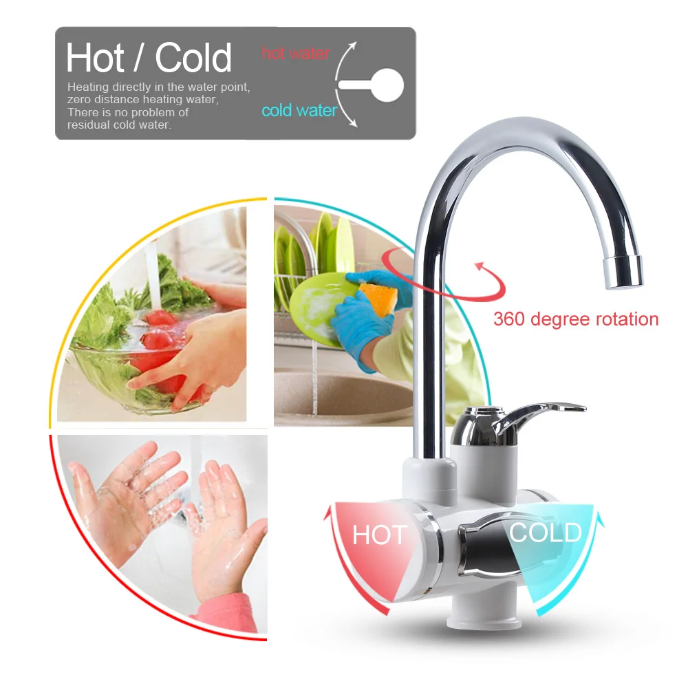 

KBAYBO Water Heater Tap Kitchen Faucet Instantaneous Water Heater Shower Instant Heaters Tankless Water Heating tap EU plug