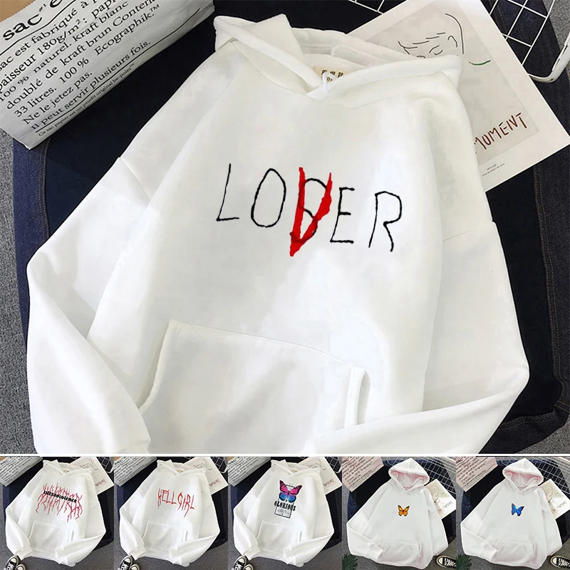 Худи в стиле Харадзюку с длинным рукавом свитшот принтом готическом худи унисекс