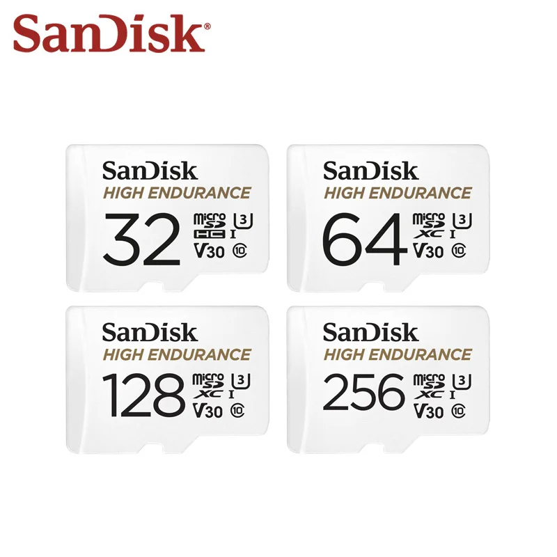 SanDisk Memory Card High Endurance Flash microsd TF Card 256GB 128GB 64GB 32GB Micro SD Card for Video Monitoring & Car Recorder