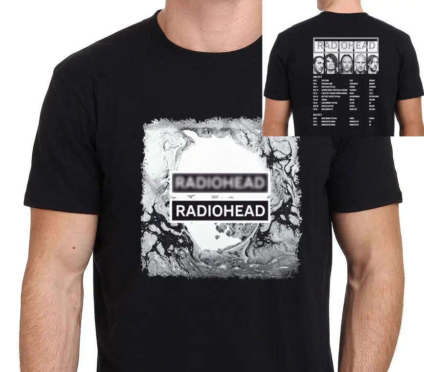 Radiohead Tour 2017 Мужская Черная Футболка размер S до Xxxl рукав топы футболки Homme Топ