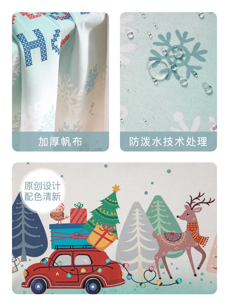 

Cartoon Christmas tablecloth waterproof oil-proof Nordic desk table cloth art tea table cover towel