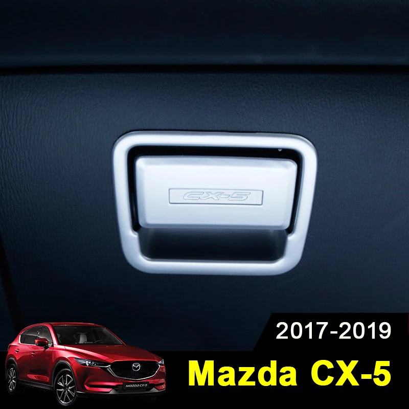 

ABS Chrome Car Glove Box Copilot Storage Switch Handle Sequins Stickers Trim Cover For MAZDA CX-5 CX5 2017 2018 2019 Accessories