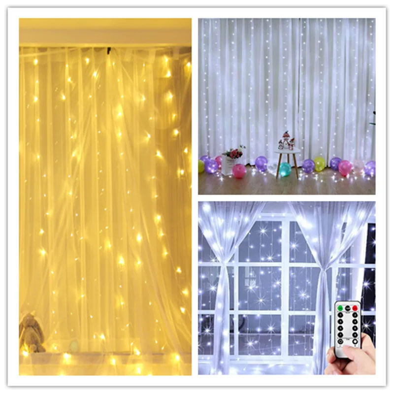 

LED Curtain String Lights 3M LED Fairy Lights Garland Wedding Party Decor for Home Christmas Tree Valentine's Day Wife's Gift
