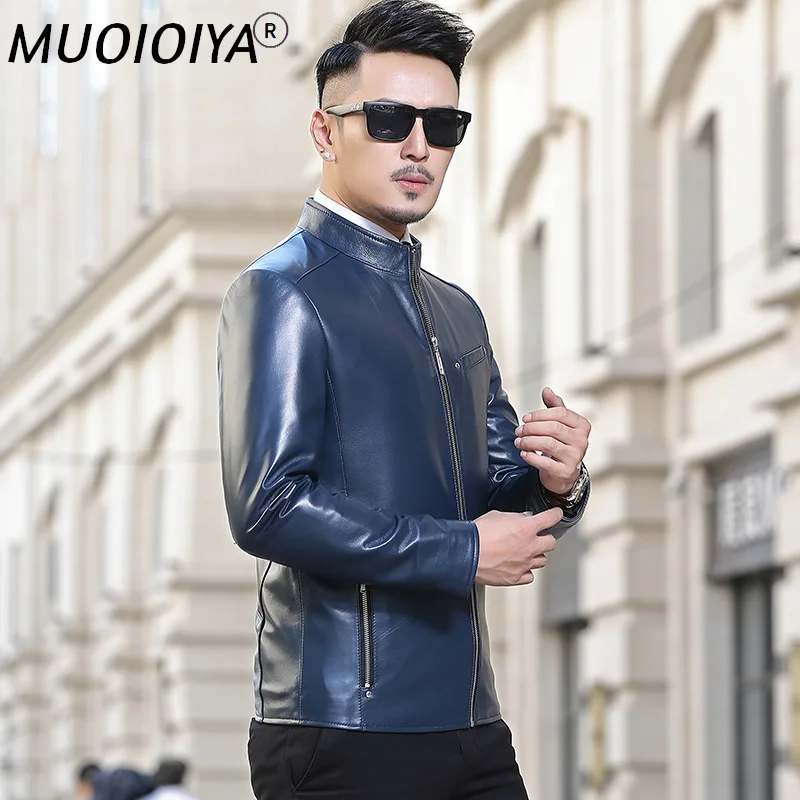 

MUOIOYIA 2022 New Men's Genuine Sheepskin Leather Jacket Men Clothing Autumn Coat Male Korean Style Clothes Ropa Hombre LXR855