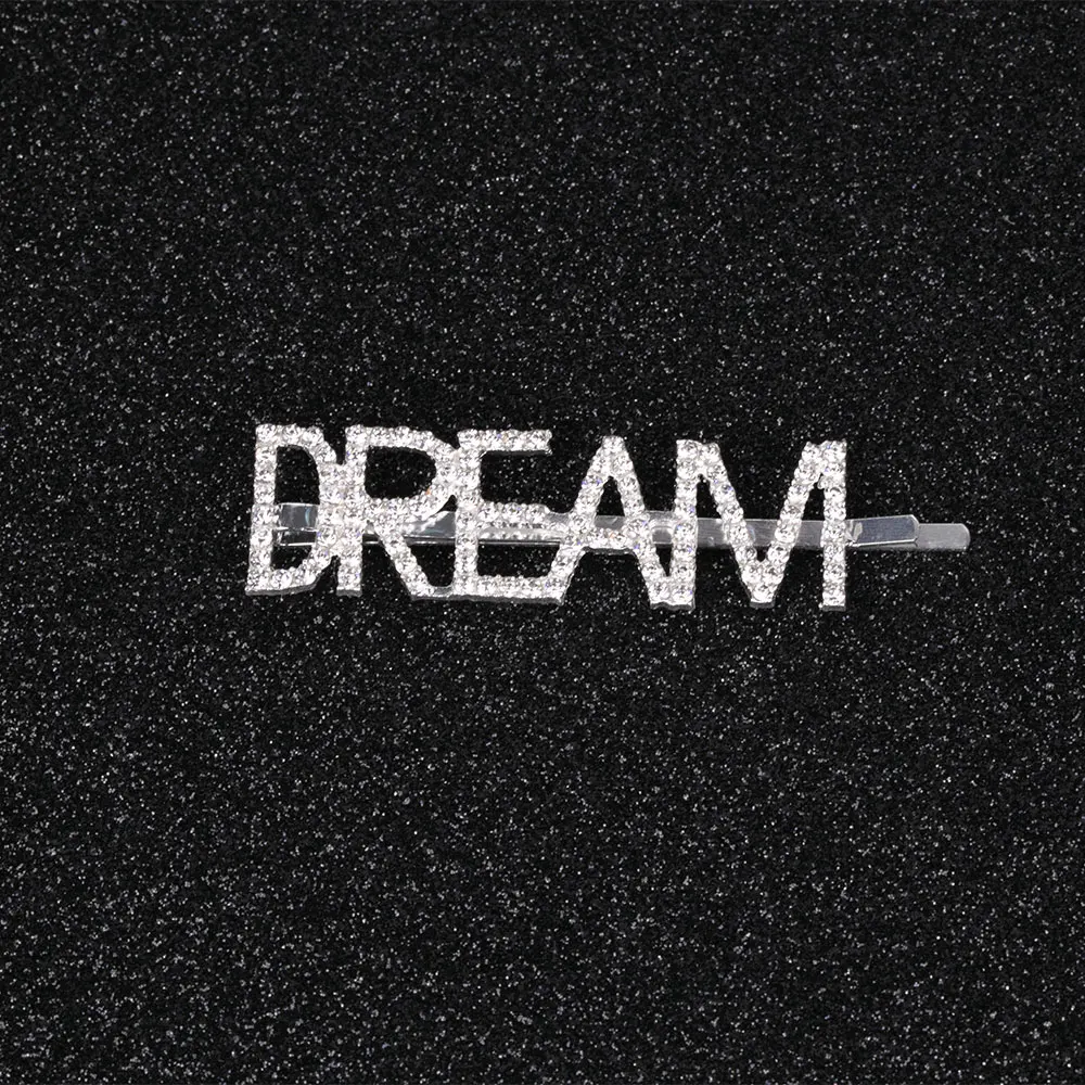 DREAM 1 шт. модная дверная ручка со стразами Блестящие буквы шпильки блестящие стразы заколки для волос женский инструмент для укладки заколки аксессуары для волос - Цвет: DREAM