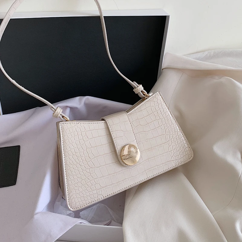 

Alligator Pattern PU Leather Crossbody Bags For Women 2020 Fashion Small Baguette Shoulder Messenger Bag Day Travel Handbags