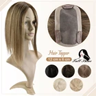 Полный блеск волос Топпер 12*6 см клип кусок волос свободная часть моно база Невидимый блонд цвет машина Remy человеческие волосы для женщин