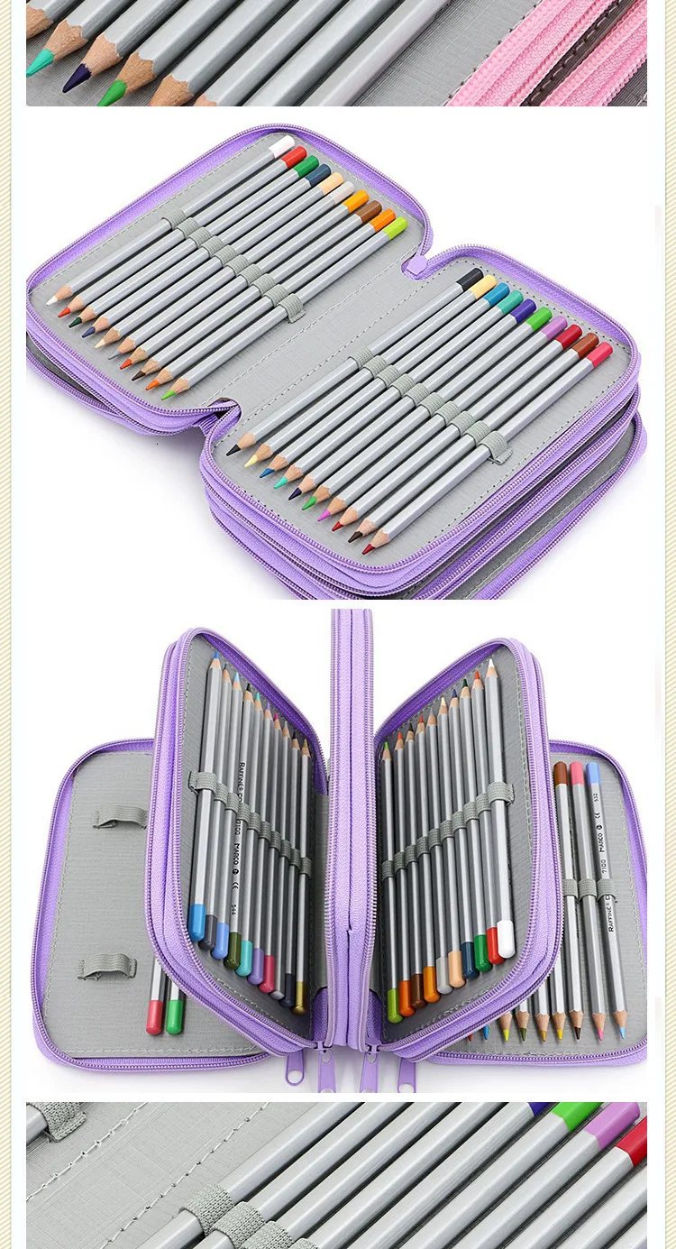 Художественная Ручка для хранения, занавеска с 72 отверстиями, цветная карандашная Ручка для хранения, сумка для ручки, многоярусная коробка для карандашей
