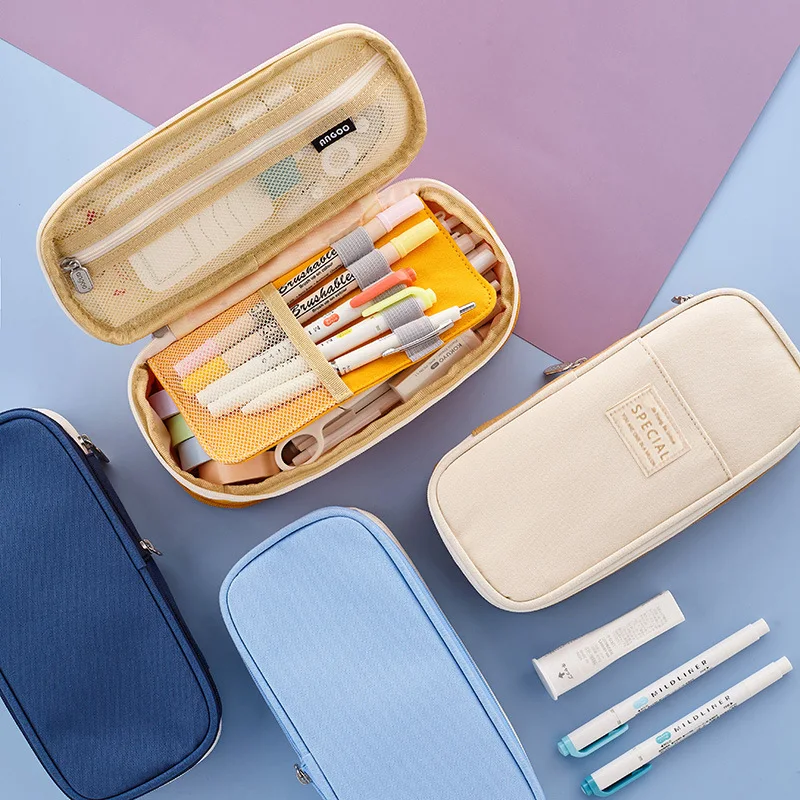

Pen Pencil Case Large Capacity Canvas Stationery Storage Bag School Office Supplies Makeup Brush Travel Bag Student Supplies