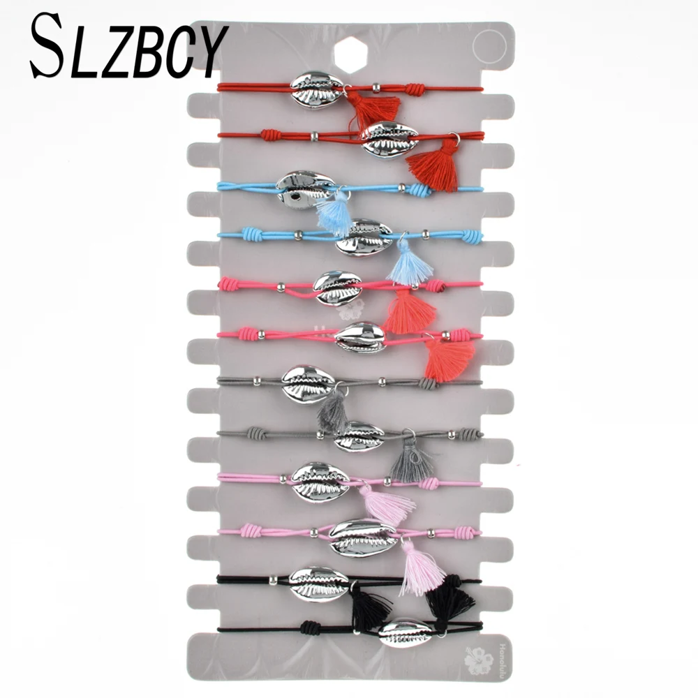 12 шт./лот Золотой Серебряный цвет ракушки кисточки очаровательные браслеты