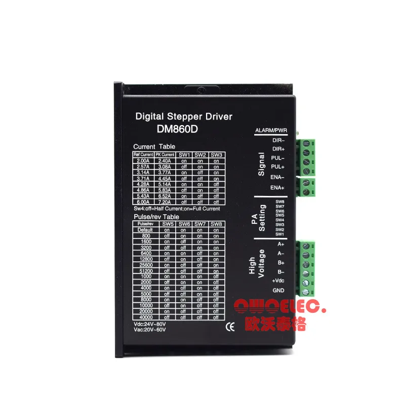 Драйвер двухфазного шагового двигателя DM860D ток 2 4 а входное напряжение 24 80 В
