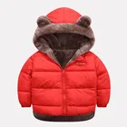 Куртка для мальчиков и девочек, с хлопковой подкладкой, с капюшоном, двусторонняя, Зимняя