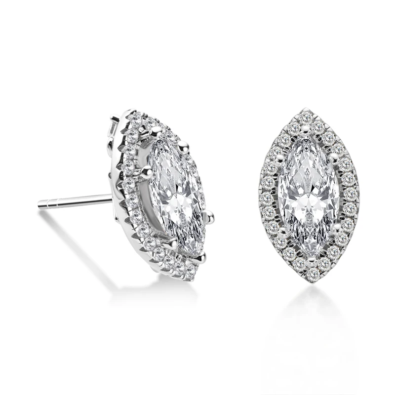 Женские серьги-гвоздики из серебра 925 пробы с фианитом 2 карата | Украшения и